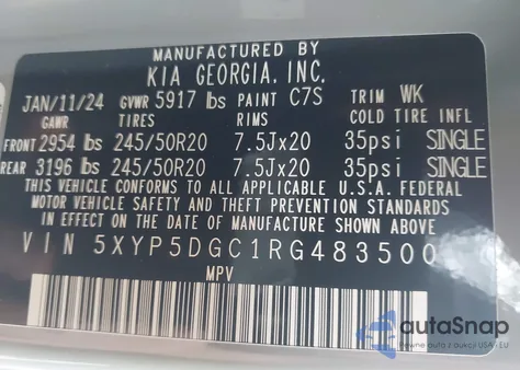 2024 Kia Telluride Sx X-Line from USA, damaged, VIN 5XYP5DGC1RG483500